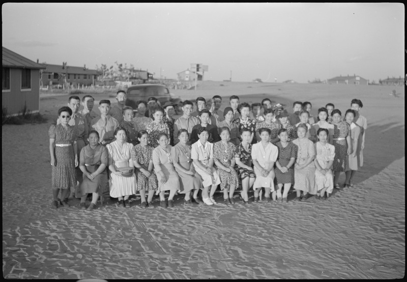 Blue Star Mothers and wives and visiting soldiers. Photographer Unknown from Sonoma State University Library Collection at Rohnert Park, California. Original source Robert Fuchigami. NARA ARC reference - 537217