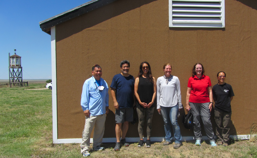 Amache Alliance Board at reconstructed barrack 12H in 2022. Photo courtesy Mitch Homma.