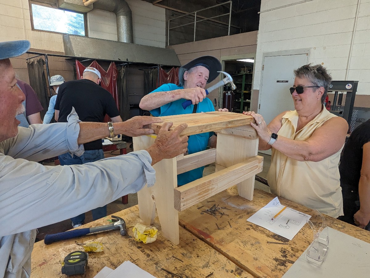 Volunteers making furniture in Granada