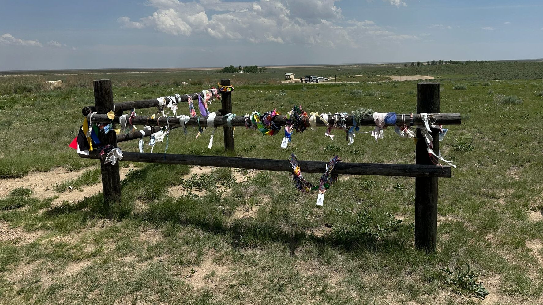 Origami cranes made by Amache pilgrims at the Sand Creek Massacre NHS repatriation area. Photo courtesy Charlene Tonai Din.